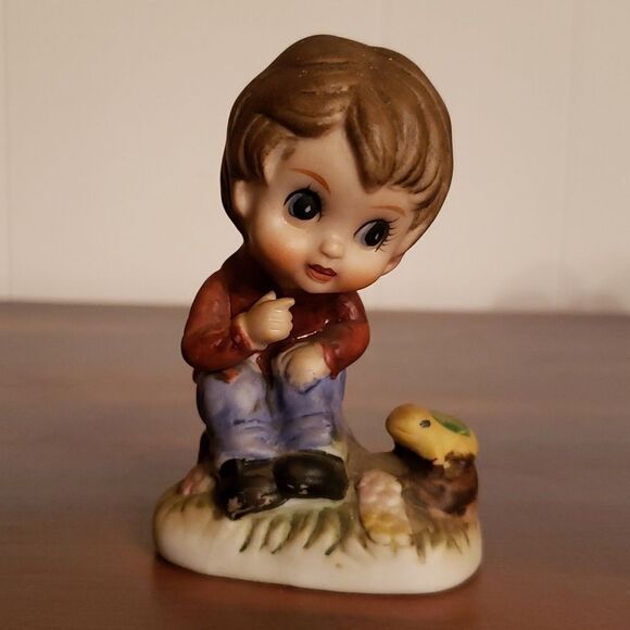 Vintage Lot of 3 Boy/Girl Wide Eyes Porcelain Bisque Figurines - Picture 5 of 13